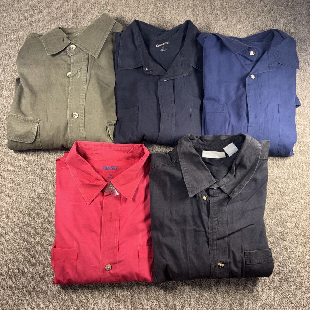 Men’s Button Up Short/Long Sleeve Lot XLT 5 Shirts King Size Clean